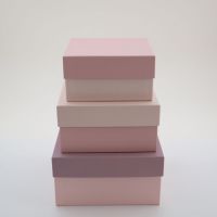 Набор коробок 3в1 квадрат 18x18x9,5 / 16x16x8,5 / 14x14x7,5см, розовые