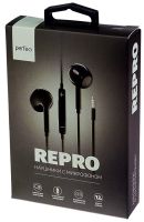 Perfeo наушники с микрофоном REPRO, вкладыши, черные, 3,5, управление звуком, 3.5mm jack (PF_B4185)